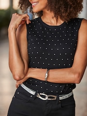 Sosandar Black Embellished High Neck Top - Image 5 of 5