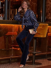 Sosandar Blue Metallic Spot Organza Blouse - Image 1 of 4