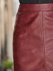 Sosandar Red Croc Print Leather Skirt - Image 5 of 5