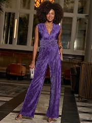 Sosandar Plisse Wide Leg Jumpsuit - Imagen 2 de 5