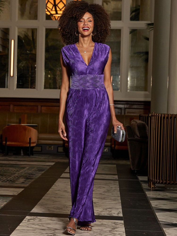 Sosandar Plisse Wide Leg Jumpsuit - Imagen 5 de 5
