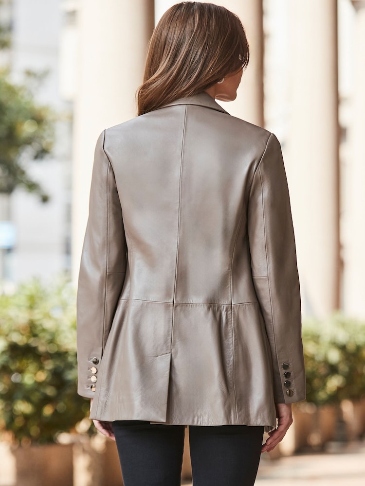 Sosandar Natural Leather Double Breasted Blazer - Image 4 of 5