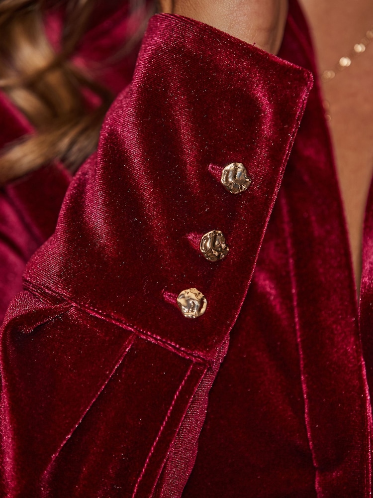 Sosandar Red Velvet Shirt - Image 5 of 5