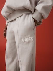 Grey Slogan Hoodie And Wide Leg Joggers Set (3-16yrs) - Image 4 of 6