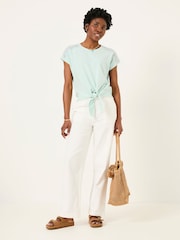 FatFace Mint Green Lace Tie Front T Shirt - Image 5 of 6