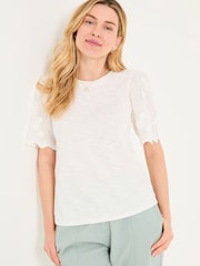 FatFace Ivory Pretty Broderie Top - Image 1 of 9