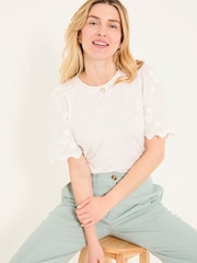 FatFace Ivory Pretty Broderie Top - Image 3 of 9