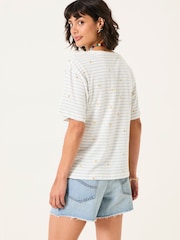 FatFace Maddie Ivory Embroidered Stripe T Shirt - Image 2 of 5