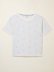 FatFace Maddie Ivory Embroidered Stripe T Shirt - Image 5 of 5