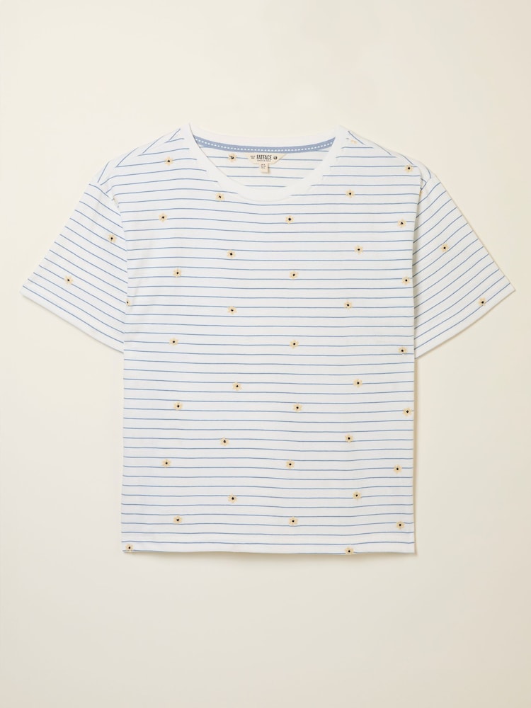 FatFace Maddie Ivory Embroidered Stripe T Shirt - Image 5 of 5