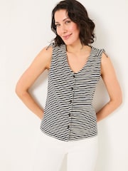 FatFace Claudia Navy Stripe Jersey Tank - Image 1 of 6