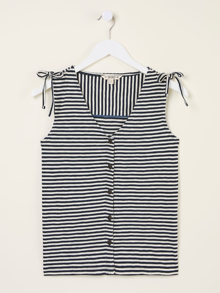 FatFace Claudia Navy Stripe Jersey Tank - Image 6 of 6