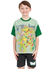 Character Green Teenage Mutant Ninja Turtles 100% Cotton T-Shirt And Shorts Set - Image 1 of 11