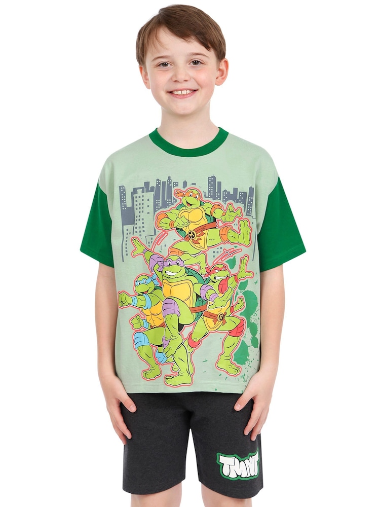 Character Green Teenage Mutant Ninja Turtles 100% Cotton T-Shirt And Shorts Set - Image 1 of 11