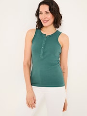FatFace Rachel Teal Green Rib Vest - Image 1 of 5