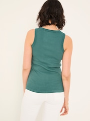 FatFace Rachel Teal Green Rib Vest - Image 3 of 5