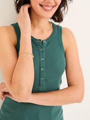 FatFace Rachel Teal Green Rib Vest - Image 4 of 5