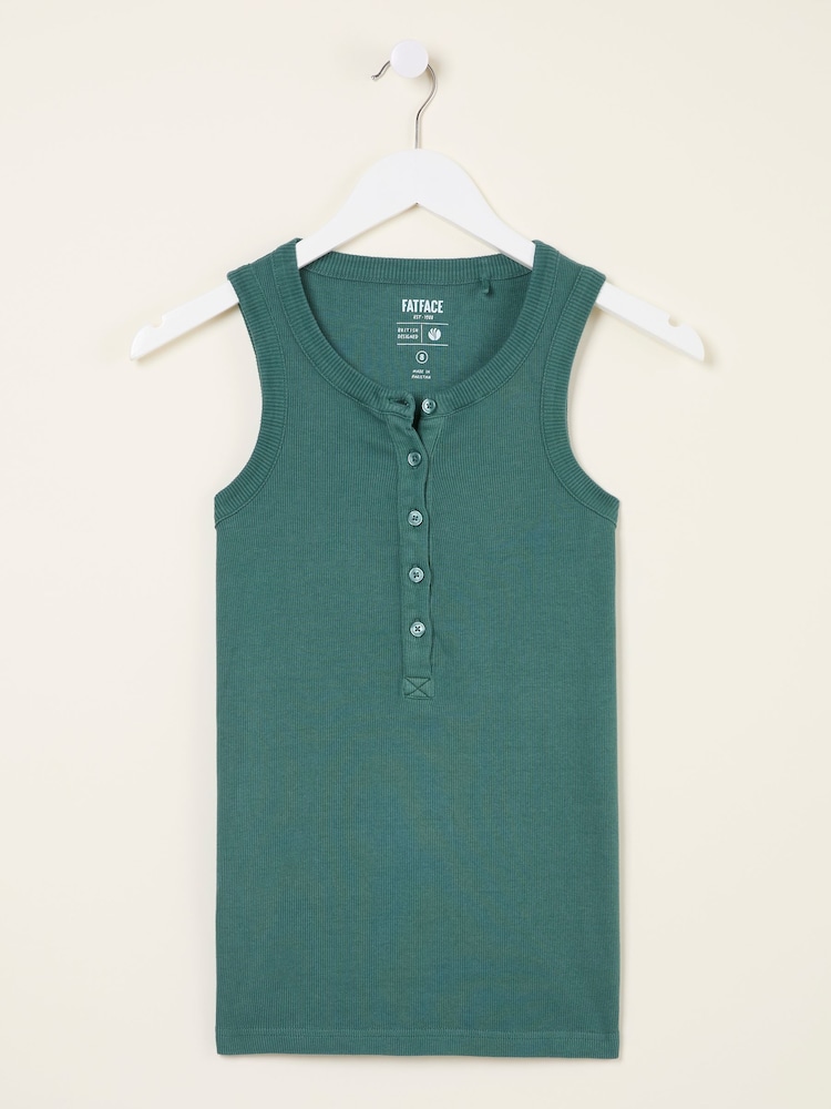 FatFace Rachel Teal Green Rib Vest - Image 5 of 5