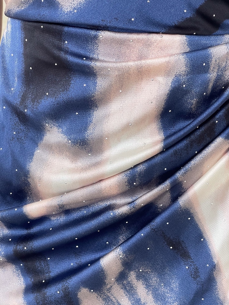 Girl In Mind Blue Sparkle London V-Neck Long Sleeve Maxi Dress - Image 4 of 4 Girl In Mind Blue Sparkle London V-Neck Long Sleeve Maxi Dress - Image 4 of 4