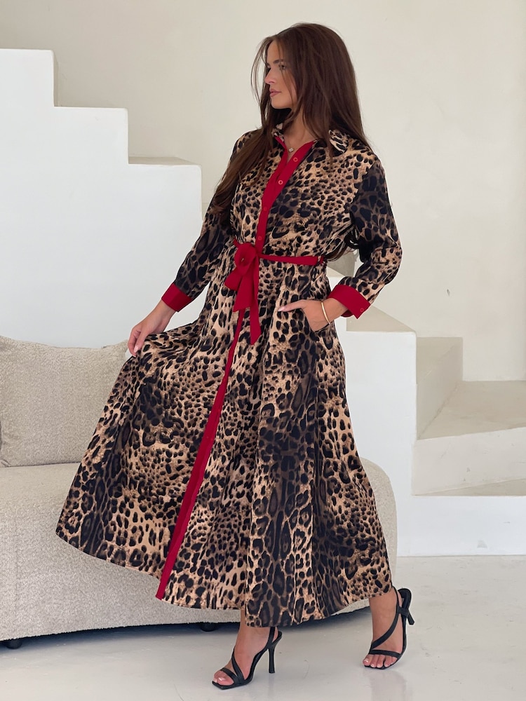 Girl In Mind Brown Angela Piping Detail Midi Shirt Dress - Image 2 of 4 Girl In Mind Brown Angela Piping Detail Midi Shirt Dress - Image 2 of 4