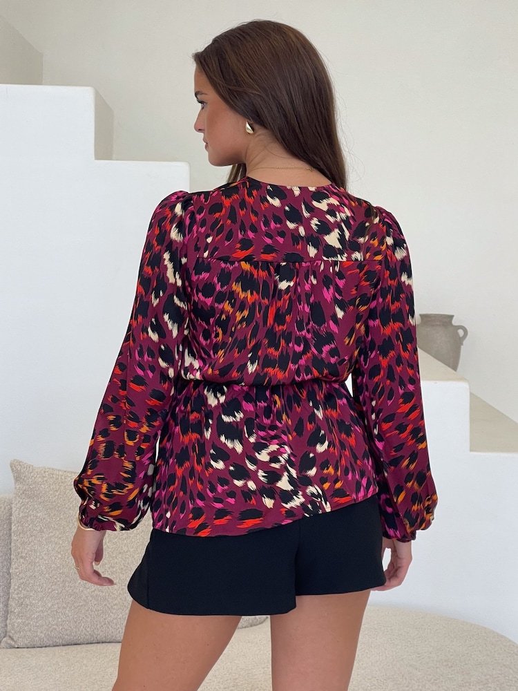 Girl In Mind Red Gabriella Animal Long Sleeve Top - Image 4 of 4 Girl In Mind Red Gabriella Animal Long Sleeve Top - Image 4 of 4