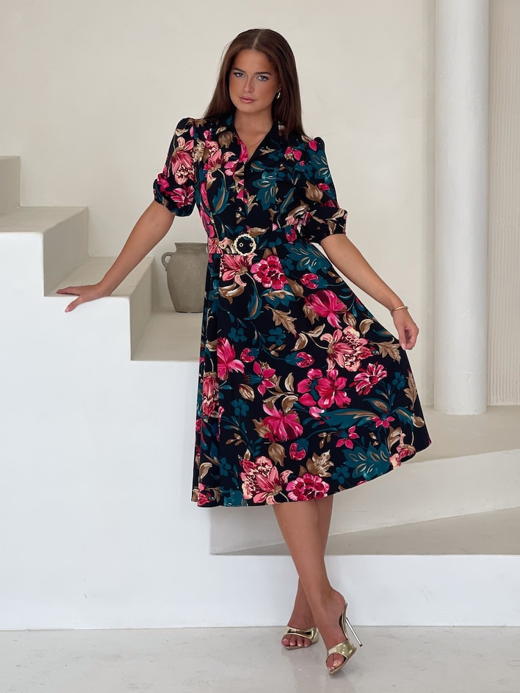 Vestido midi floral con cuello Holland de Girl In Mind. - Imagen 1 de 4 Vestido midi floral con cuello Holland de Girl In Mind. - Imagen 1 de 4