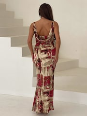 Красный - Girl In Mind Платье-слип с вырезом горловины Harper Burnout Cowl Neck - Image 3 of 4