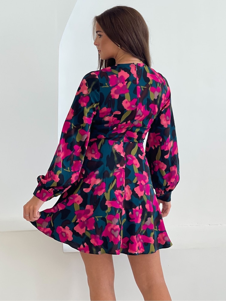Girl In Mind Pink Mini Ruth Wrap Skater Dress - Image 4 of 4