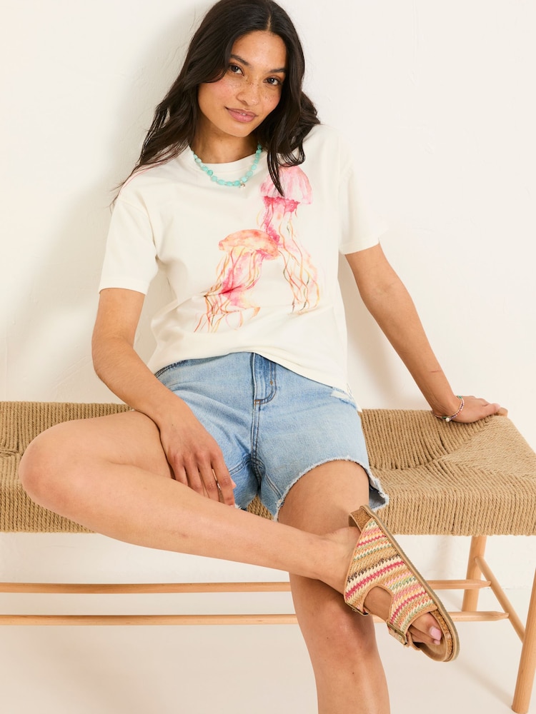 FatFace White MCS Jellyfish Graphic T Shirt - Image 1 of 5 FatFace White MCS Jellyfish Graphic T Shirt - Image 1 of 5