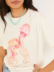 FatFace White MCS Jellyfish Graphic T Shirt - Image 4 of 5