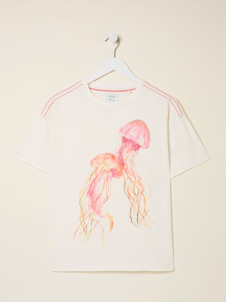 FatFace White MCS Jellyfish Graphic T Shirt - Image 5 of 5
