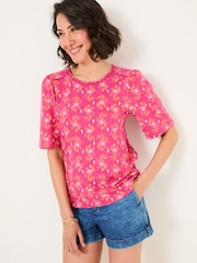 FatFace Kim Mid Pink Floral Block Floral Block Top - Image 1 of 5