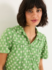 FatFace Kit Mid Green Woodblock Woodblock Short Sleeve Jersey Shirt - Image 3 of 5