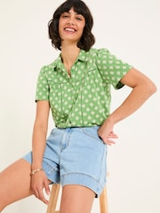 FatFace Kit Mid Green Woodblock Woodblock Short Sleeve Jersey Shirt - Image 4 of 5