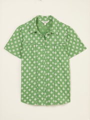 FatFace Kit Mid Green Woodblock Woodblock Short Sleeve Jersey Shirt - Image 5 of 5