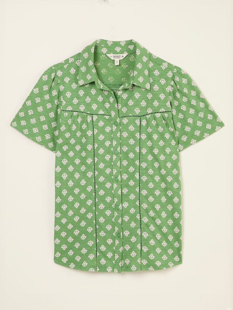 FatFace Kit Mid Green Woodblock Woodblock Short Sleeve Jersey Shirt - Image 5 of 5