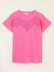 Rosa medio - FatFace Lace Cutwork T-Shirt - Imagen 5 de 5