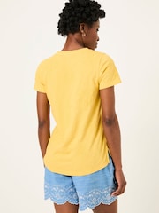 FatFace Natalie Light Yellow Beeble Embroidered T Shirt - Image 2 of 7
