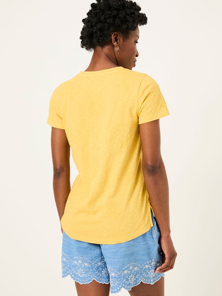 FatFace Natalie Light Yellow Beeble Embroidered T Shirt - Image 2 of 7