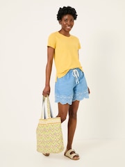 FatFace Natalie Light Yellow Beeble Embroidered T Shirt - Image 3 of 7