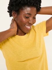 FatFace Natalie Light Yellow Beeble Embroidered T Shirt - Image 4 of 7
