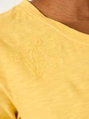 FatFace Natalie Light Yellow Beeble Embroidered T Shirt - Image 5 of 7