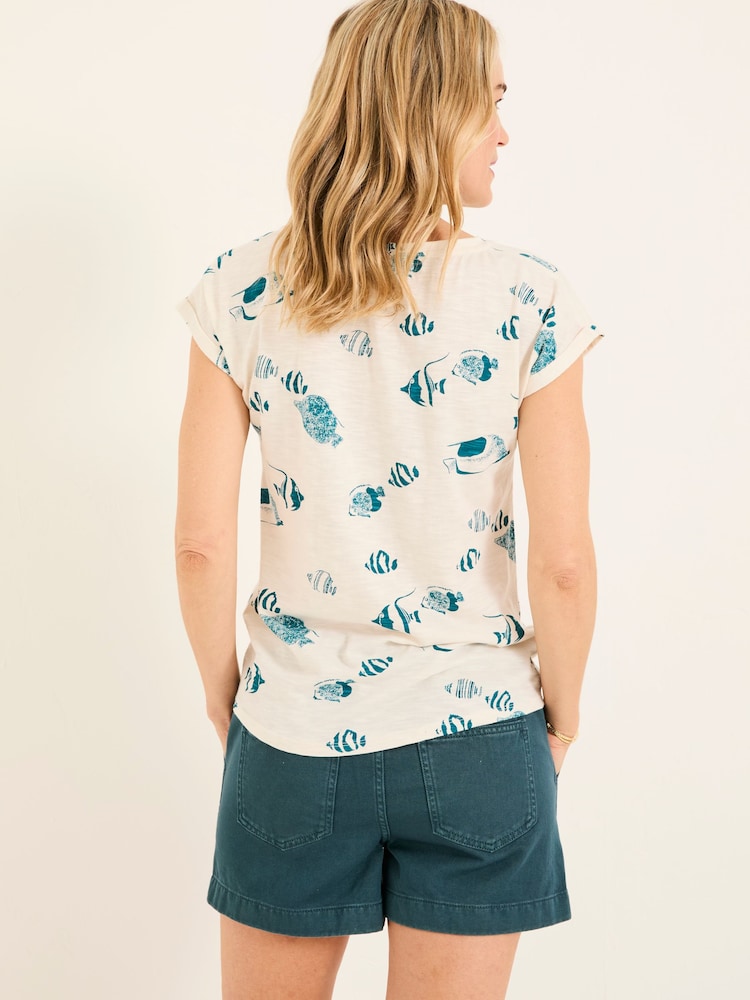 FatFace Ivy Ivory Shoal Shoal Printed T Shirt - Image 2 of 5