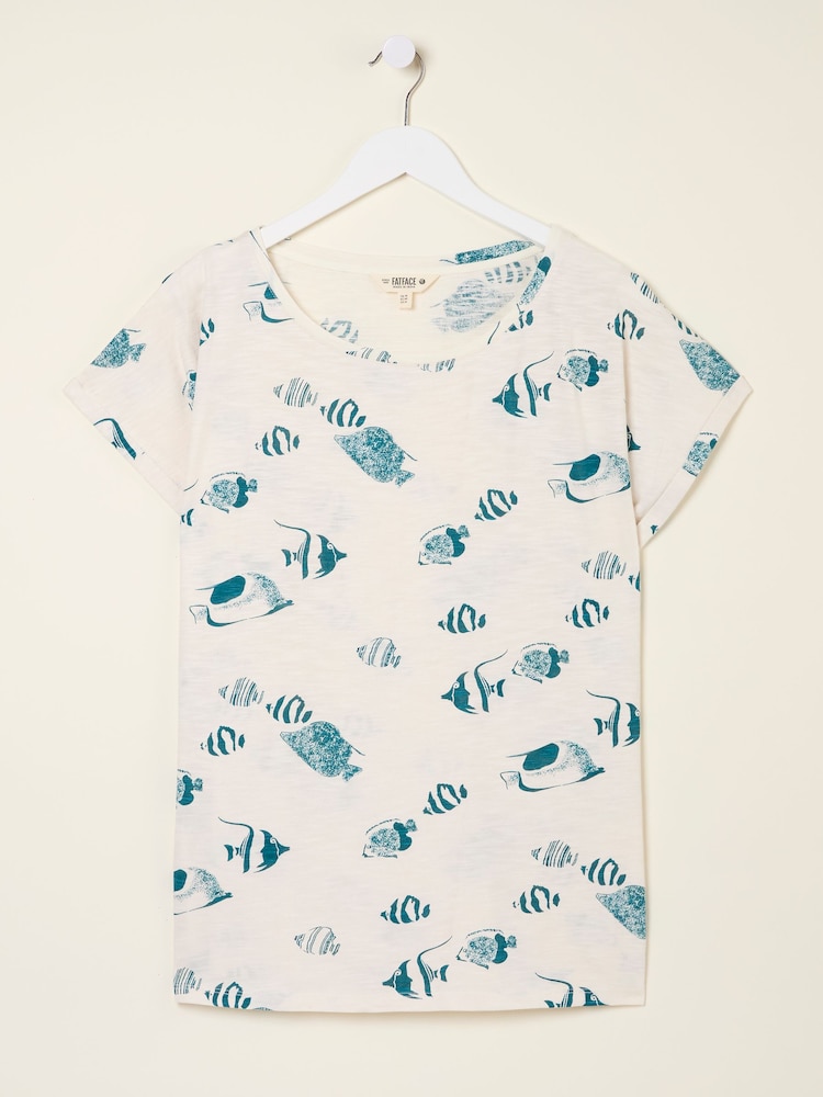FatFace Ivy Ivory Shoal Shoal Printed T Shirt - Image 5 of 5