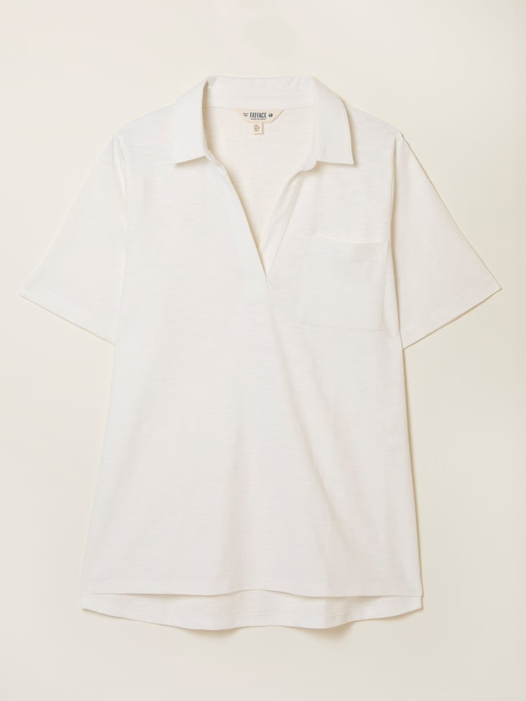FatFace Paige White Short Sleeve Jersey Shirt - Image 1 of 1