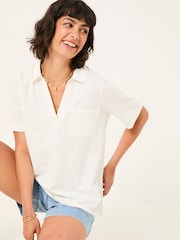 FatFace Paige White Short Sleeve Jersey Shirt - Image 4 of 6