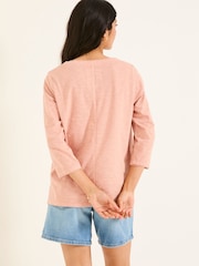 Розовый - FatFace 3/4 Sleeve T-Shirt - Image 2 of 5