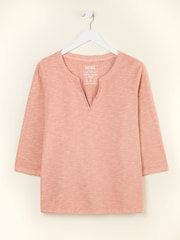 Розовый - FatFace 3/4 Sleeve T-Shirt - Image 5 of 5
