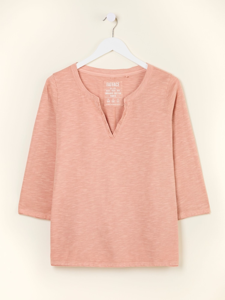 Розовый - FatFace 3/4 Sleeve T-Shirt - Image 5 of 5