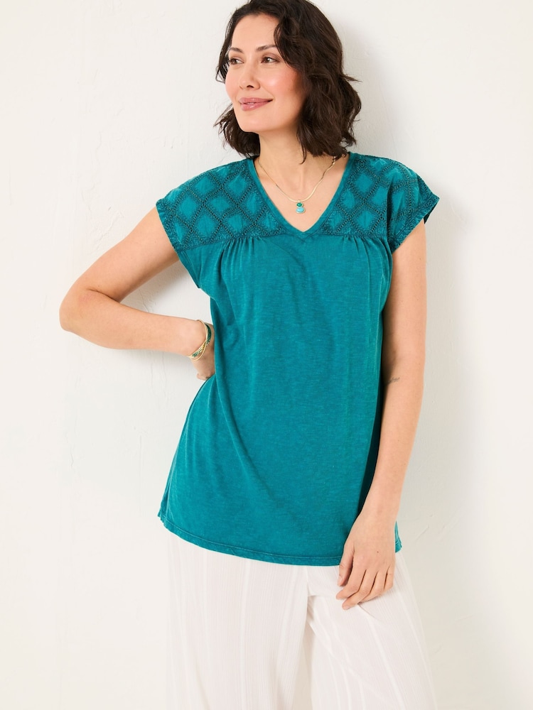 Albastru teal închis - FatFace Embroidered Tunic - Image 1 of 5